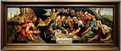 Adoration of the shepherds with Salome, 1546, Maarten van Heemskerck