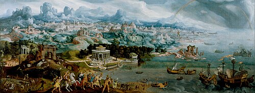 Panorama with the Abduction of Helen Amidst the Wonders of the Ancient World, 1535, Maarten van Heemskerck