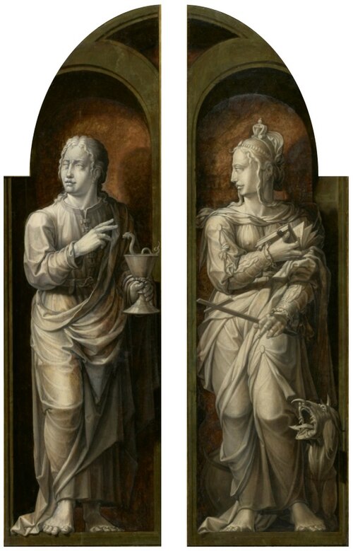 Saint-Jean l'Evangéliste et sainte Marguerite d'Antioche., 1544, Maarten van Heemskerck