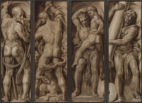 Saturn Devouring a Child; Hercules Slaying the Hydra; Hercules Lifting Antaeus; Hercules Erecting th, 1550, Maarten van Heemskerck