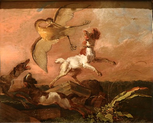 Héron attaqué par des chiens, , Abraham Hondius