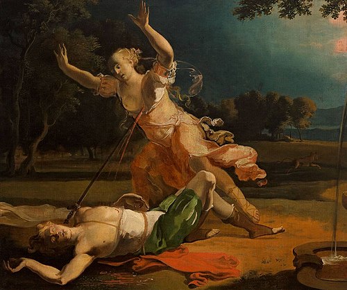 Pyramus and Thisbe, 1667, Abraham Hondius