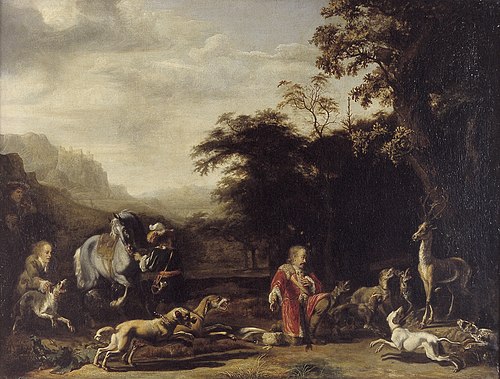 la vision de Saint Eustache, 1670, Abraham Hondius