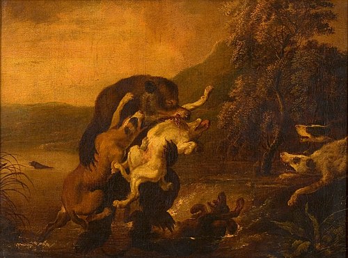 Beer door honden aangevallen, , Abraham Hondius