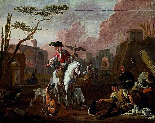 Hawking party, 1665, Abraham Hondius