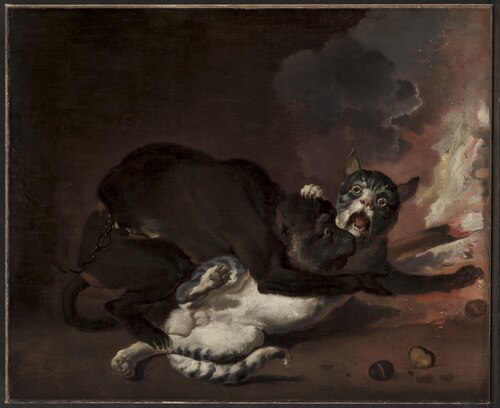 The Monkey and the Cat, 1670, Abraham Hondius