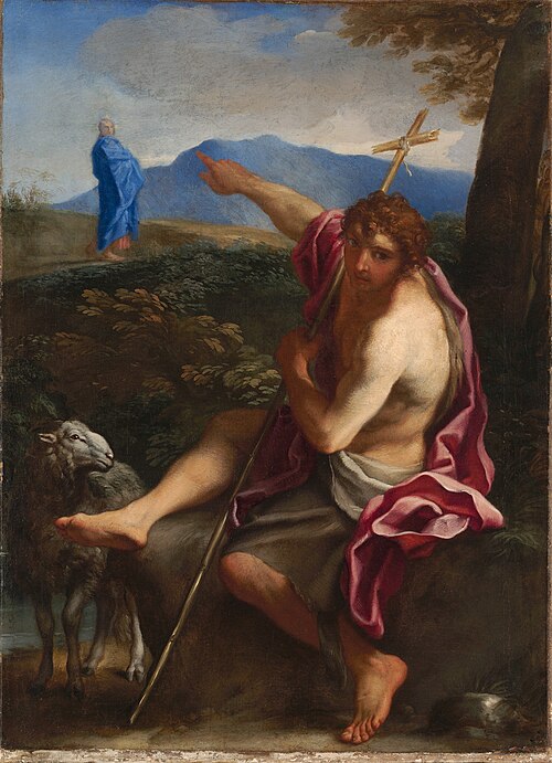 Saint John the Baptist Pointing to Christ in a Landscape, 1656, Carlo Maratta