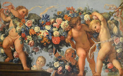 Amours et guirlande de fleurs, 1694, Carlo Maratta