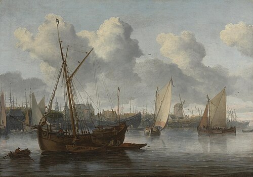 Fishing boats in a harbor, 1662, Allaert van Everdingen