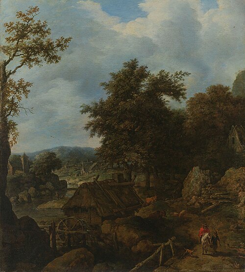 Swedish landscape with a watermill, 1655, Allaert van Everdingen