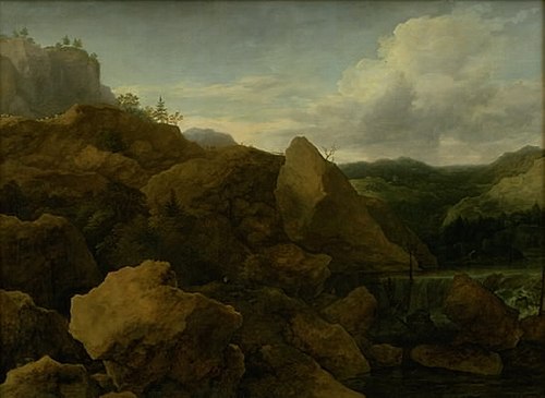 Mountain Landscape with Waterfall, 1648, Allaert van Everdingen