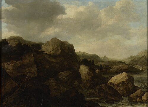 a river landscape in Norway, 1879, Allaert van Everdingen