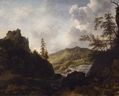 Paysage nordique avec un château sur une colline, 1660, Allaert van Everdingen
