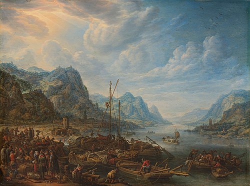 Paysage de rivière avec lieu d'amarrage, 1678, Herman Saftleven II