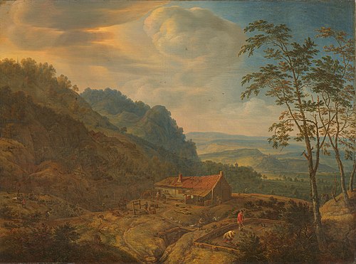 Mountainous lanscape with farm, 1663, Herman Saftleven II