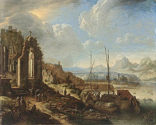 Rhenish River Landscape Capriccio, 1676, Herman Saftleven II