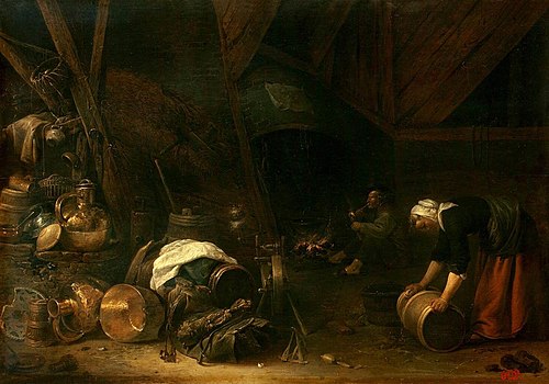 Interior of a Peasant Hut, 1634, Herman Saftleven II