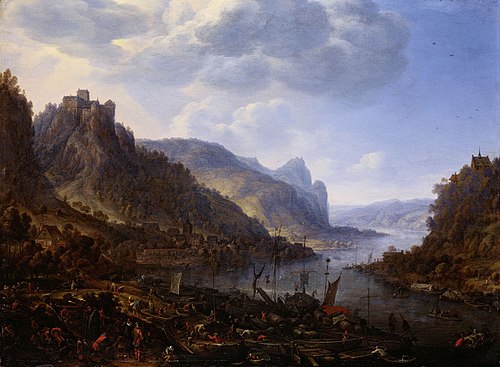 Rheinlandschaft mit Landungsplatz, 1666, Herman Saftleven II
