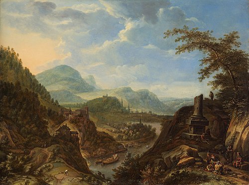 Rheinlandschaft mit Reisenden, 1666, Herman Saftleven II
