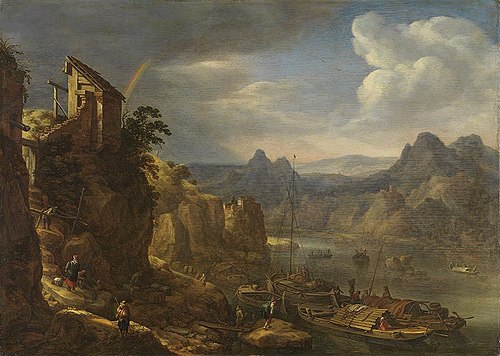 River landscape with rainbow, 1667, Herman Saftleven II