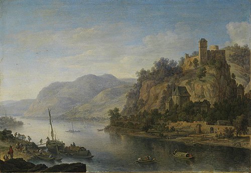 Rhine view at Heimbach am Rhein (Niederheimbach), 1652, Herman Saftleven II