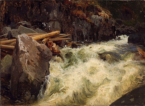Study of a Waterfall, 1851, August Cappelen