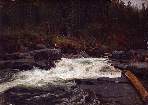 Waterfall in Telemark, Study for Inv.No. 427, 1852, August Cappelen
