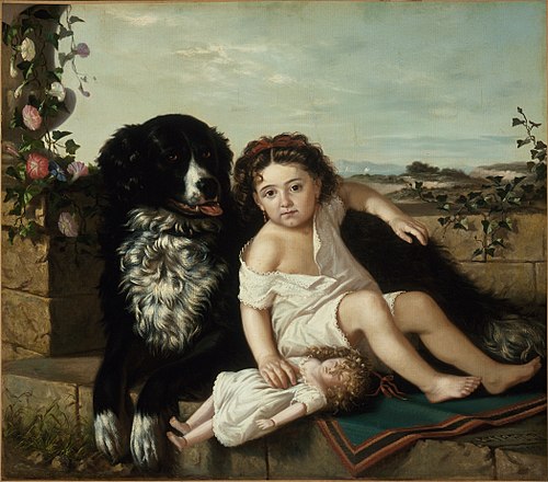 Portrait of a Girl wth Dog, 1879, Ernest Narjot