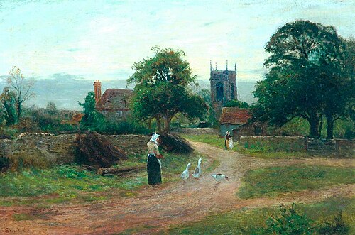 Woman and Geese, Sunset, , Ernest Walbourn