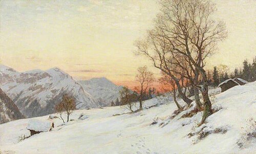 Sunset in the Wengen Alps, Switzerland, 1895, Ernest Albert Waterlow