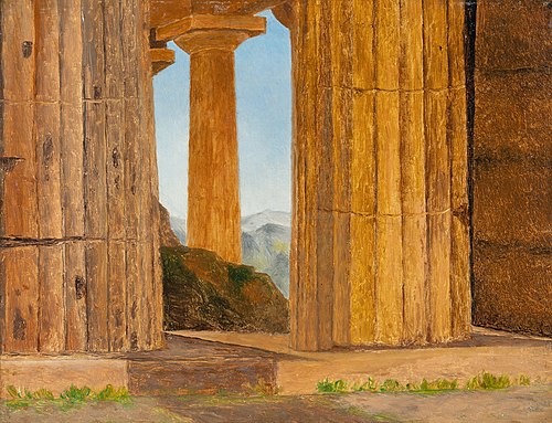 View of the Temple of Poseidon at Paestum. Study., 1838, Constantin Hansen