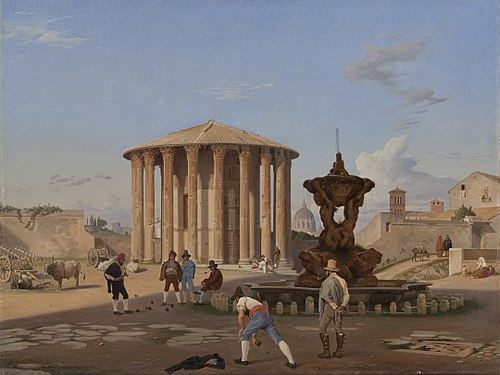 Temple de Vesta dans son environnement, 1837, Constantin Hansen