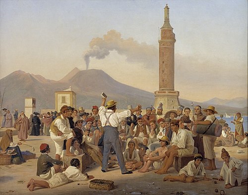 A Reciter of "Orlando Furioso" at the Molo, Naples, 1839, Constantin Hansen