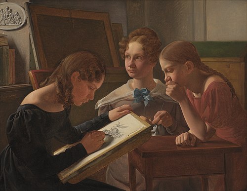Three Young Girls (The Artist's Sisters: Alvilde, Ida and Henriette), 1827, Constantin Hansen