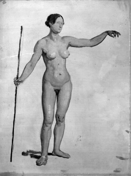 Stående nøgen kvindelig model, 1849, Constantin Hansen