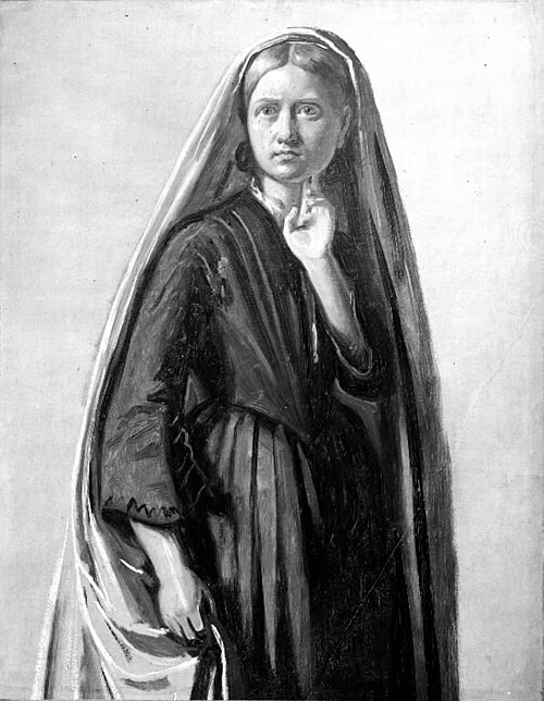 Studie af en ung kvinde (Oline Købke), 1855, Constantin Hansen