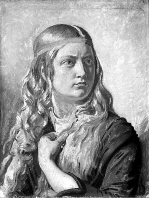 Studie af en ung kvinde (Oline Købke), 1855, Constantin Hansen