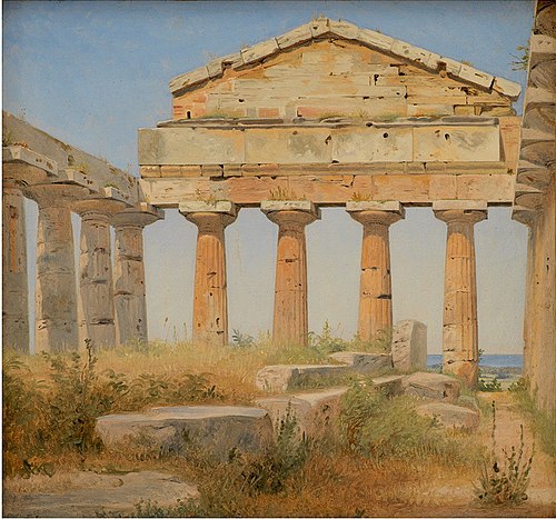 The Temple of Athena in Paestum, 1838, Constantin Hansen