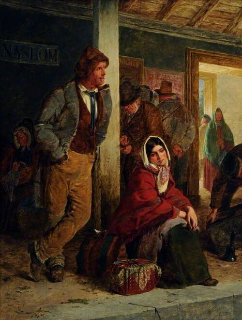 Irish Emigrants Waiting for the Train, 1864, Erskine Nicol