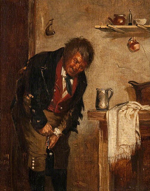 A Peasant Uncorking a Bottle, , Erskine Nicol