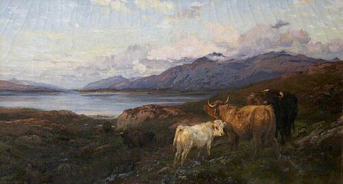 Cattle by a Highland Loch, 1874, Henry William Banks Davis