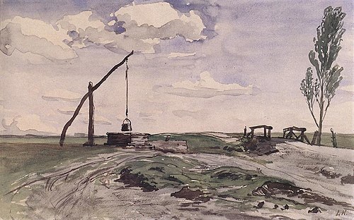 Landscape with a Sweep-pole Well, 1869, Károly Lotz