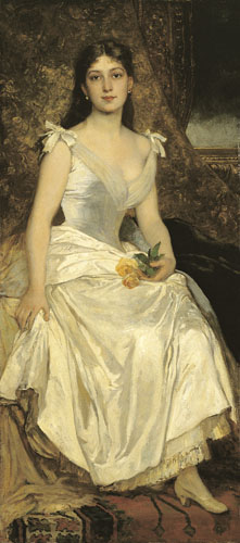 Ilona Lotz in White, 1880, Károly Lotz