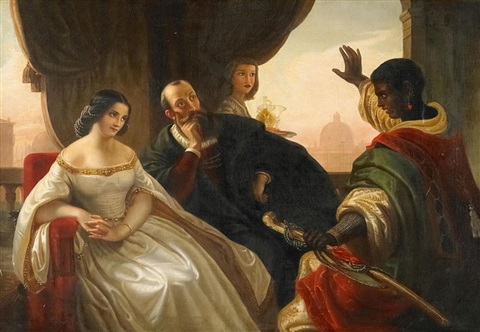 Othello and Desdemona, 1847, Theodor Hildebrandt