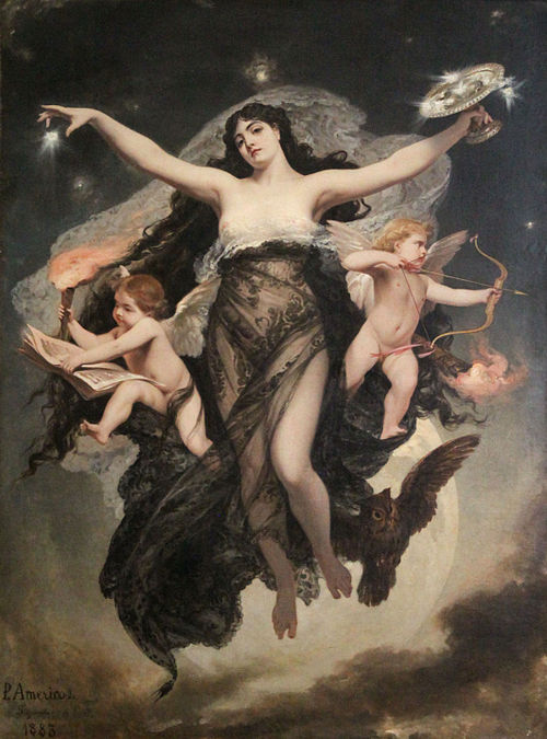 The night accompanied by the geniuses of study and love, 1883, Pedro Américo