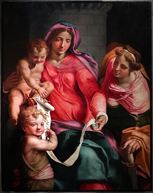 Vierge à l'Enfant, Saint Jean-Baptiste enfant et Sainte Barbara, 1548, Daniele da Volterra