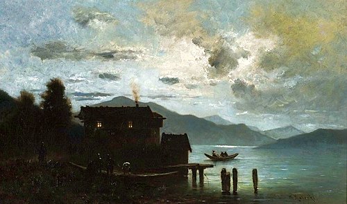 Lac de montagne au crépuscule., 1870, Władysław Malecki