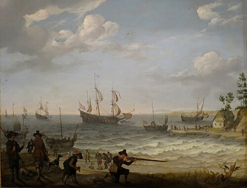 Hunters on the beach, 1641, Abraham Willaerts