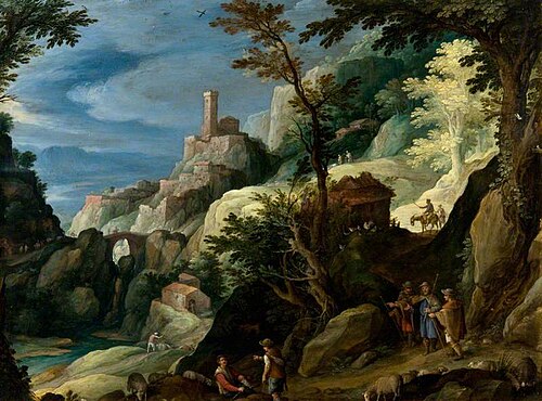 A Mountain Landscape with the Journey to Emmaus, 1602, Paul Bril