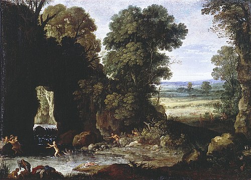Forest landscape with nymphs and satyrs, 1600, Paul Bril